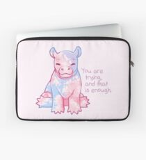 "You Are Trying, and That's Enough" Baby Cherry Blossom Hippo Laptop Sleeve