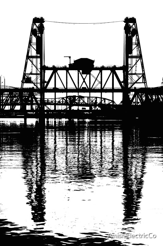 "Steel Bridge B&W (Portland)" By AmishElectricCo | Redbubble