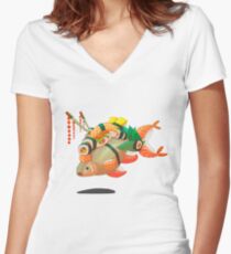 Distressed sushi Women's Fitted V-Neck T-Shirt