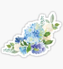 Blaue Aquarell Hortensie Sticker