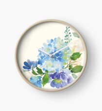 Reloj Hortensia acuarela azul