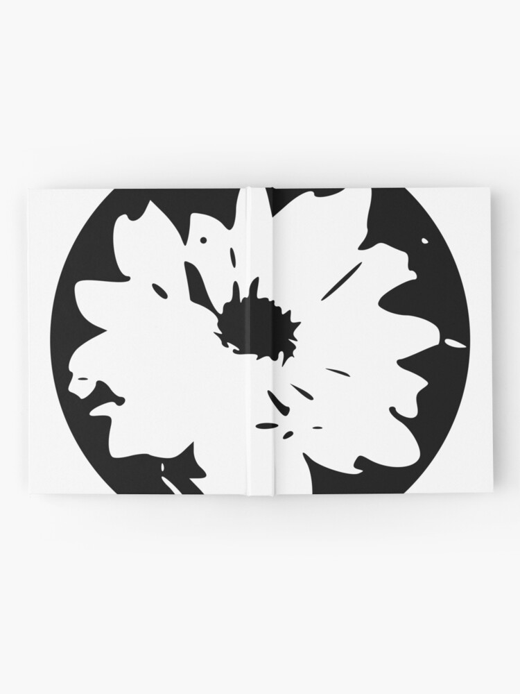 Simple Monochrome Circle Flower Hardcover Journal By