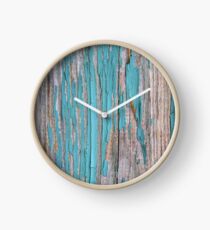Shabby rustic weathered wood turquoise Clock