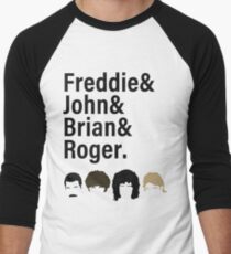 Queen, Freddie & John & Brian & Roger hair Men's Baseball ¾ T-Shirt