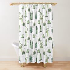 Watercolour cacti & succulents Shower Curtain