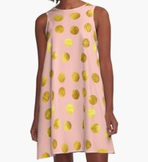 Gold and pink dots A-Line Dress