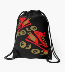 Cool golden roller skates Roller Derby Drawstring Bag