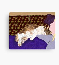 Sleeping Indigo Kitty Canvas Print
