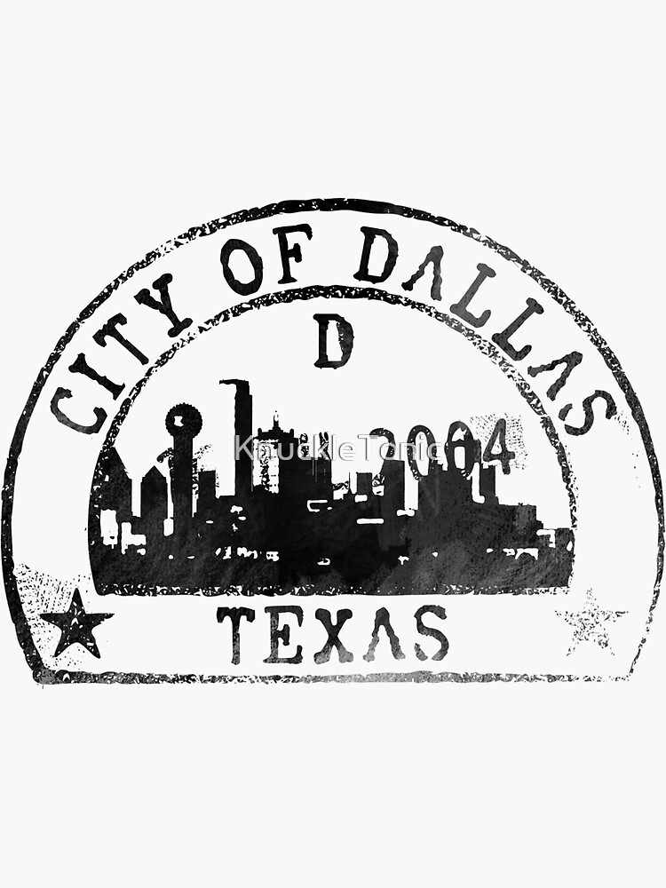 "Dallas Passport Stamp" Sticker by KnuckleTonic Redbubble