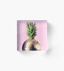Ananas Party (Ananas) rosa Version Acrylblock