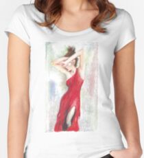 Oil Pastel on Canvas Women's Fitted Scoop T-Shirt