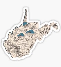 West Virginia Vintage Picture Map Sticker