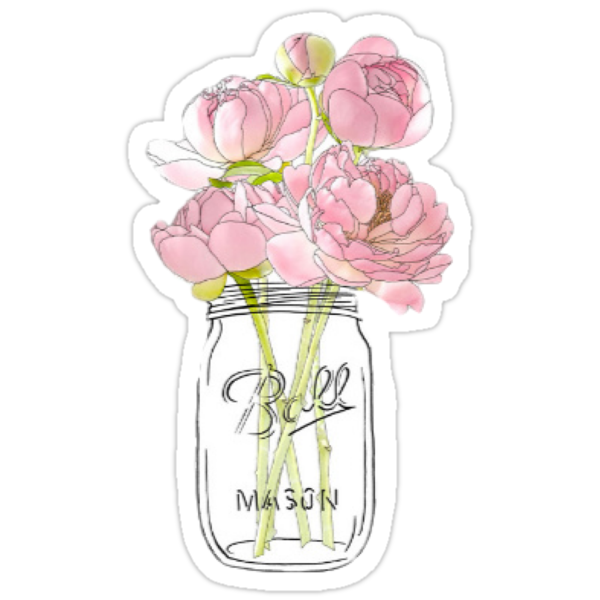 flowers in mason jar stickers by sambrauerr redbubble
