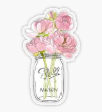 Pegatina transparente Flores en Mason Jar