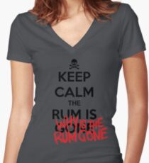 KEEP CALM - Keep Calm and Why Is The Rum Gone Women's Fitted V-Neck T-Shirt