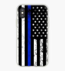 Police Styled Distressed Vertical American Flag iPhone Case