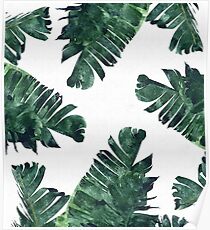Banana Leaf #Watercolor Pattern #redbubble Poster
