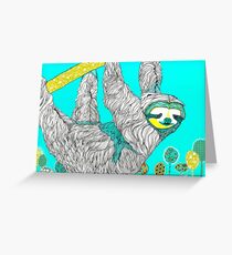 Spring Sloth Greeting Card