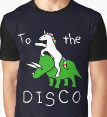To The Disco (white text) Unicorn Riding Triceratops Graphic T-Shirt