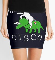 To The Disco (white text) Unicorn Riding Triceratops Mini Skirt