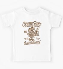 Cinema Scope Movie Festival Retro Vintage Distressed Graphic Design Kids Tee