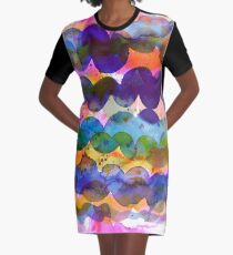 Abstract waves sunset watercolor painting - Colorful tidal Graphic T-Shirt Dress