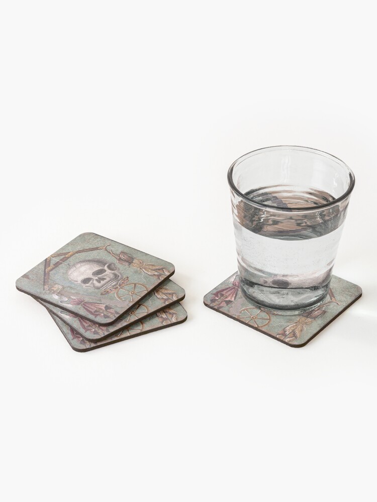 Alternate view of Memento Mori mosaic from Pompeii Coasters (Set of 4)