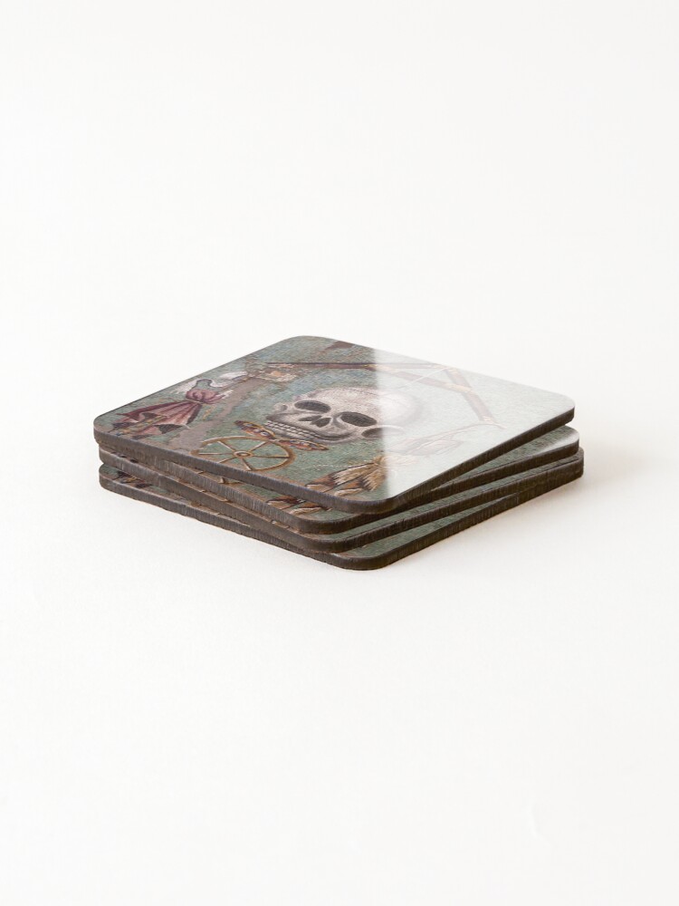 Alternate view of Memento Mori mosaic from Pompeii Coasters (Set of 4)