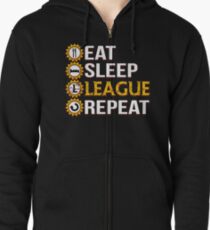 League Of Legends Eat Sleep League Repeat Funny Gifts Zipped Hoodie