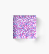 Pink And Blue Leaves Acrylic Block