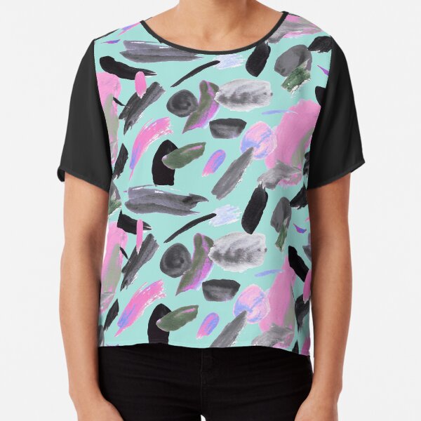 Mint and pink abstract painting Chiffon Top