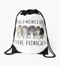 THE NORTH NEVER FORGETS Drawstring Bag