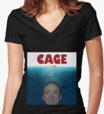 KÄFIG Tailliertes T-Shirt mit V-Ausschnitt