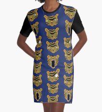 Tiger Buttons Graphic T-Shirt Dress