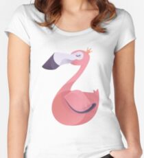 Königlicher Flamingo Tailliertes Rundhals-Shirt