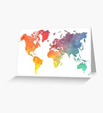 Map of the world colored Greeting Card