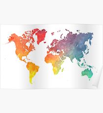 Map of the world colored Poster