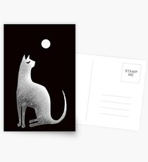 Ghost Cat and Moon in black and white Postcards