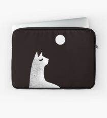 Geist Katze und Mond in Schwarz und Weiß Laptoptasche