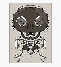 skull head and bone graffiti drawing with brown background Photographic Print