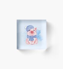 Piglet. Winter Acrylic Block