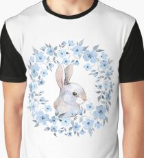 Rabbit and floral wreath Graphic T-Shirt