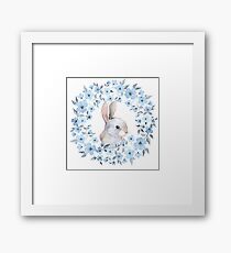 Rabbit and floral wreath Framed Print