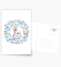 Rabbit and floral wreath Postcards