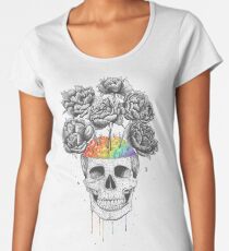 Skull with rainbow brains Women's Premium T-Shirt