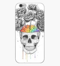 Skull with rainbow brains iPhone Case