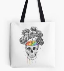 Skull with rainbow brains Tote Bag