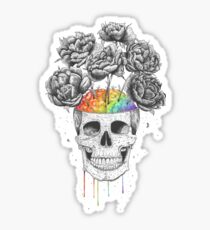 Skull with rainbow brains Sticker