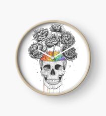 Skull with rainbow brains Clock