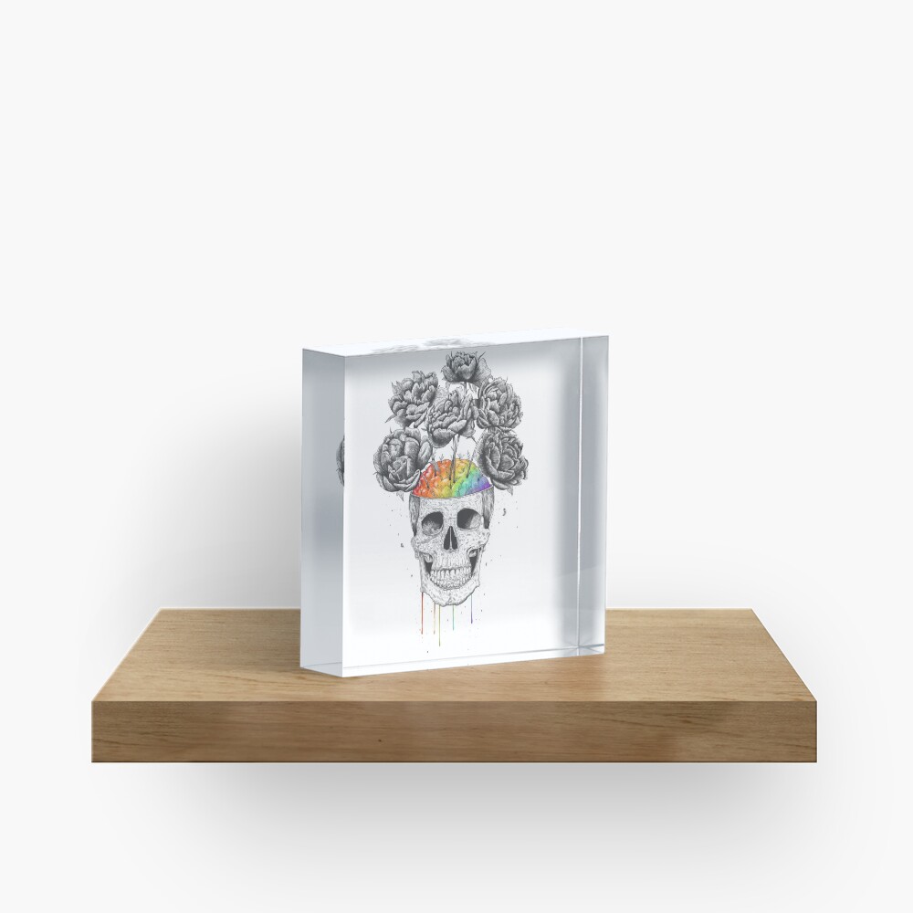 Skull with rainbow brains Acrylic Block